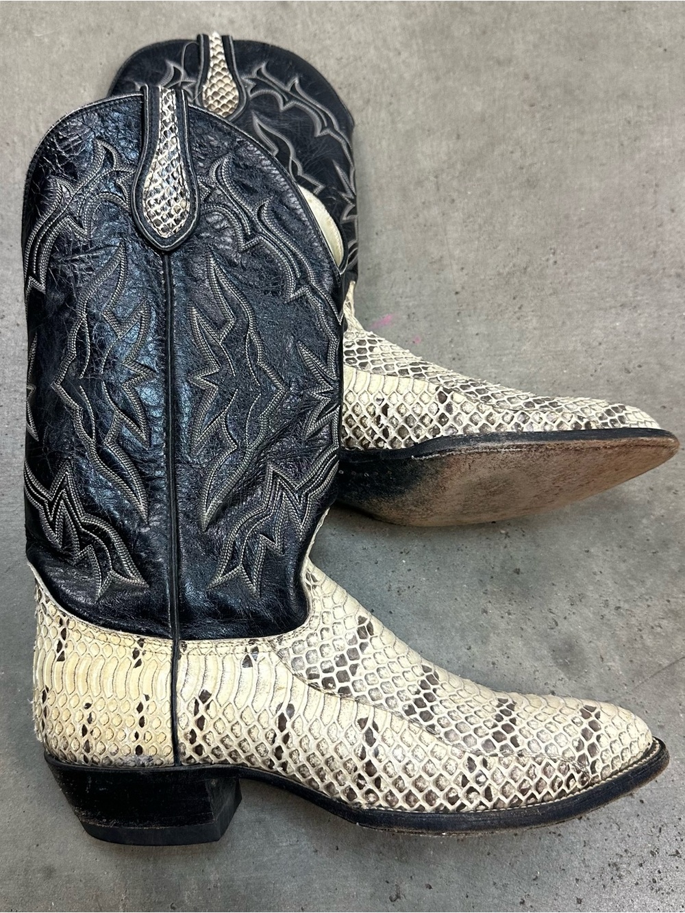 Vintage Python Snakeskin Cowboy Boots 9D
